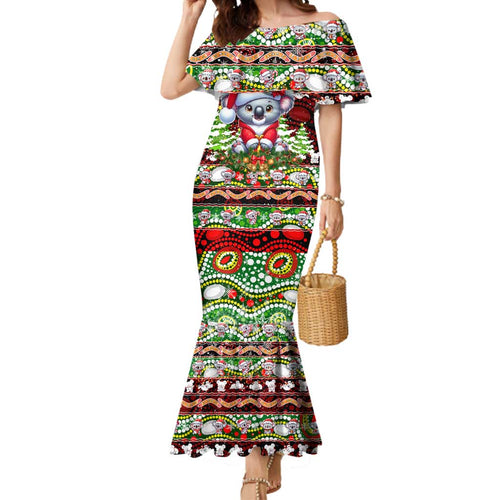 Koala Christmas Mermaid Dress Australia Aboriginal Cute Santa Koalas - Aussie Hoodie