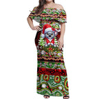 Koala Christmas Off Shoulder Maxi Dress Australia Aboriginal Cute Santa Koalas - Aussie Hoodie
