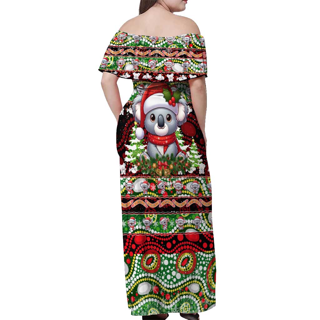 Koala Christmas Off Shoulder Maxi Dress Australia Aboriginal Cute Santa Koalas - Aussie Hoodie