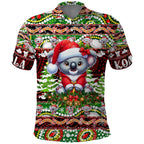 Koala Christmas Polo Shirt Australia Aboriginal Cute Santa Koalas - Aussie Hoodie