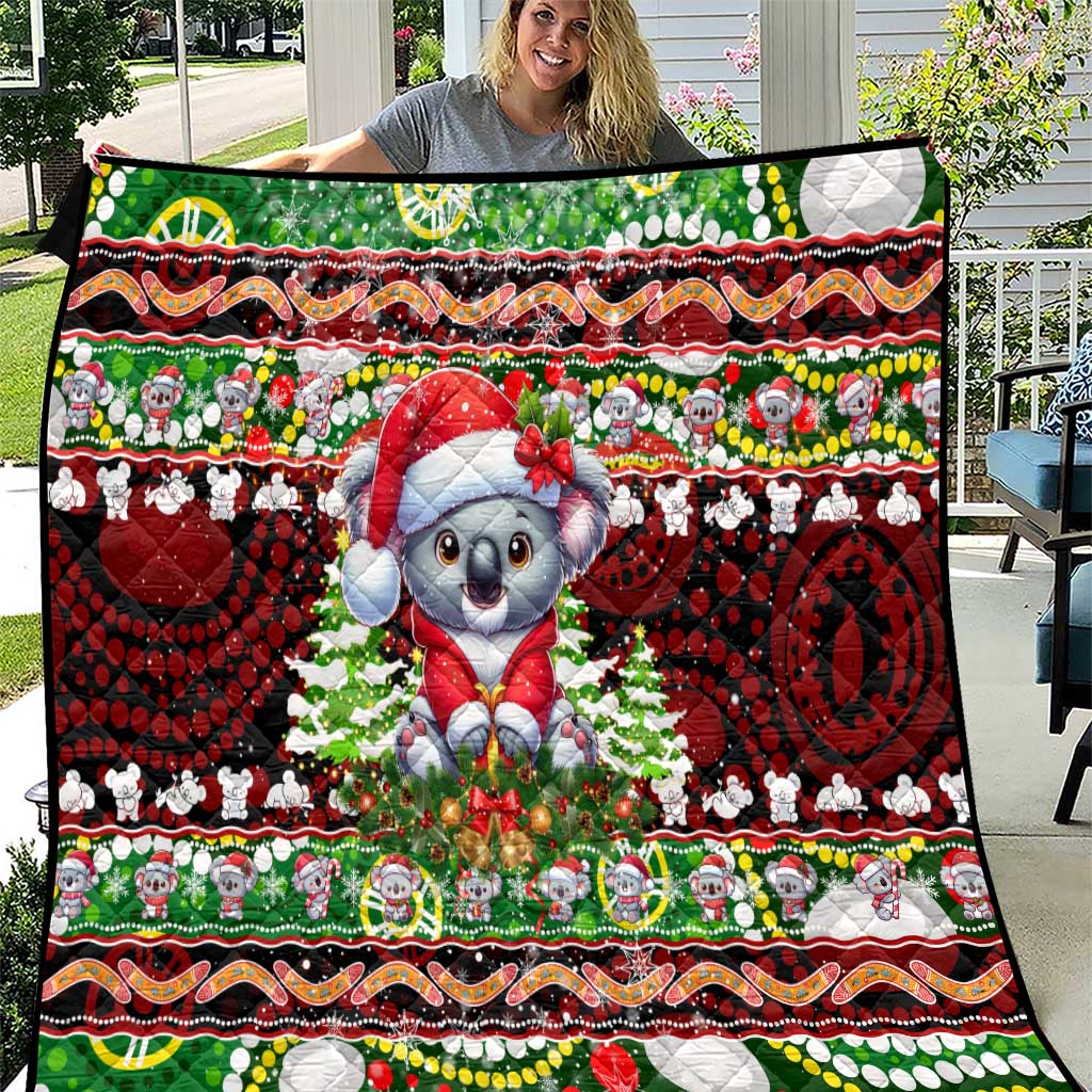 Koala Christmas Quilt Australia Aboriginal Cute Santa Koalas - Aussie Hoodie