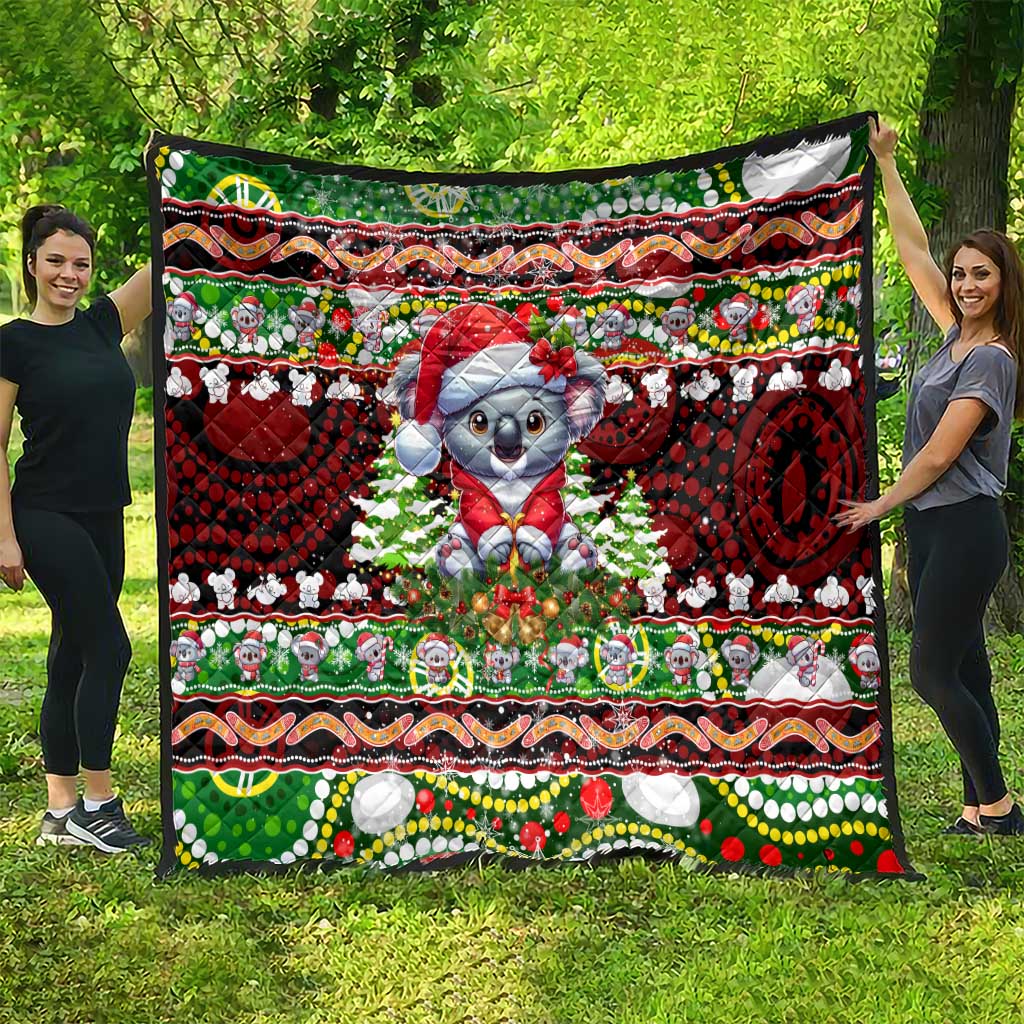 Koala Christmas Quilt Australia Aboriginal Cute Santa Koalas - Aussie Hoodie