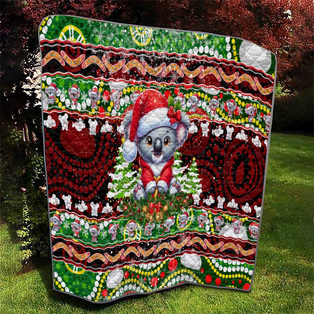 Koala Christmas Quilt Australia Aboriginal Cute Santa Koalas - Aussie Hoodie
