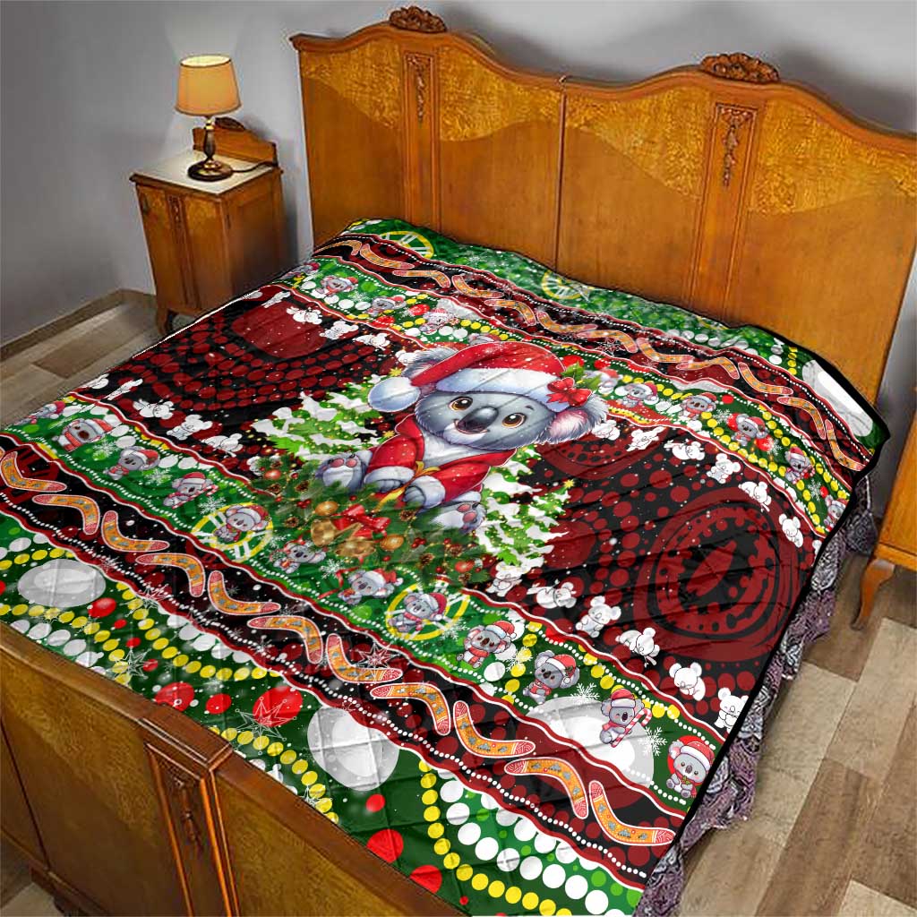 Koala Christmas Quilt Australia Aboriginal Cute Santa Koalas - Aussie Hoodie