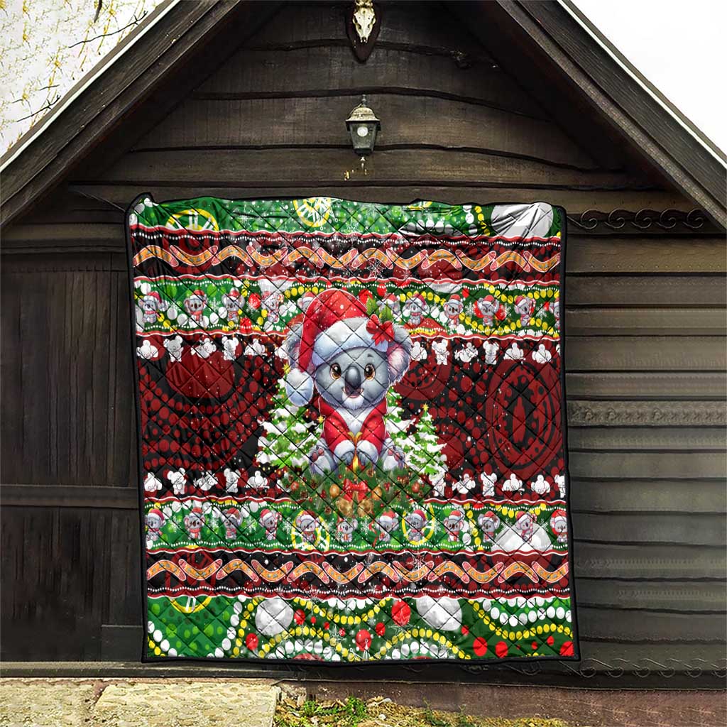Koala Christmas Quilt Australia Aboriginal Cute Santa Koalas - Aussie Hoodie