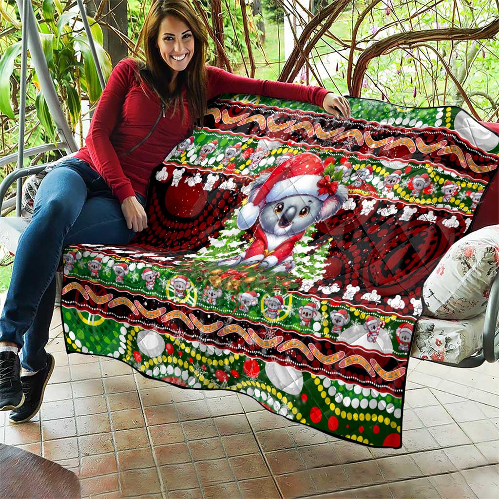 Koala Christmas Quilt Australia Aboriginal Cute Santa Koalas - Aussie Hoodie