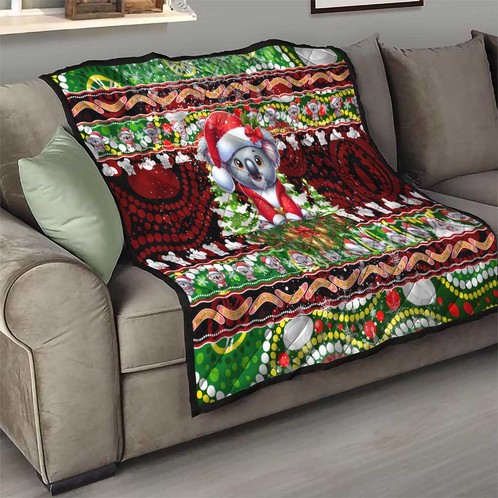 Koala Christmas Quilt Australia Aboriginal Cute Santa Koalas - Aussie Hoodie