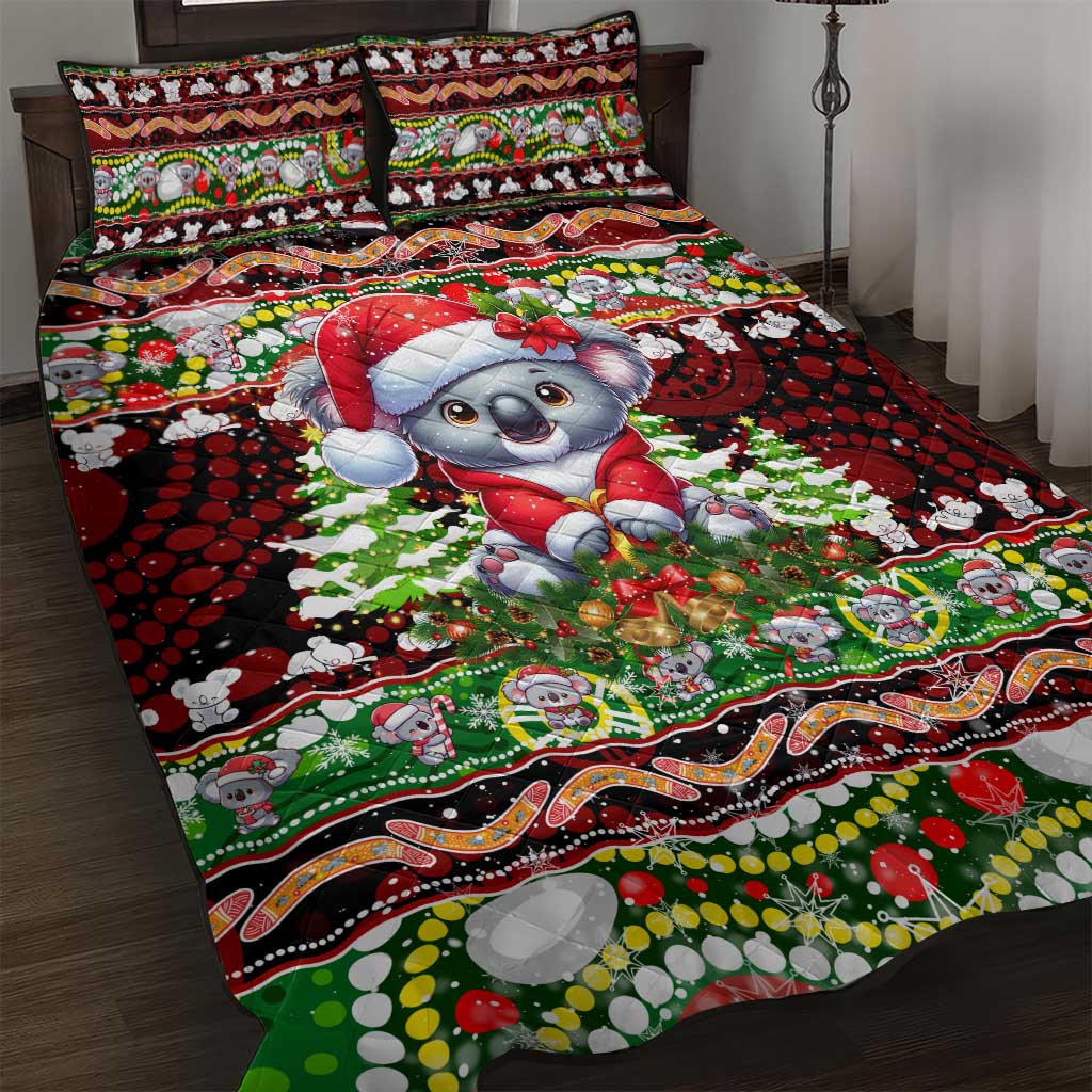 Koala Christmas Quilt Bed Set Australia Aboriginal Cute Santa Koalas - Aussie Hoodie