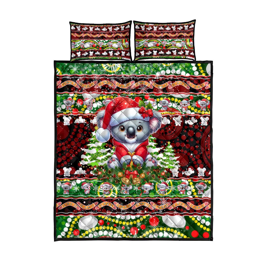 Koala Christmas Quilt Bed Set Australia Aboriginal Cute Santa Koalas - Aussie Hoodie