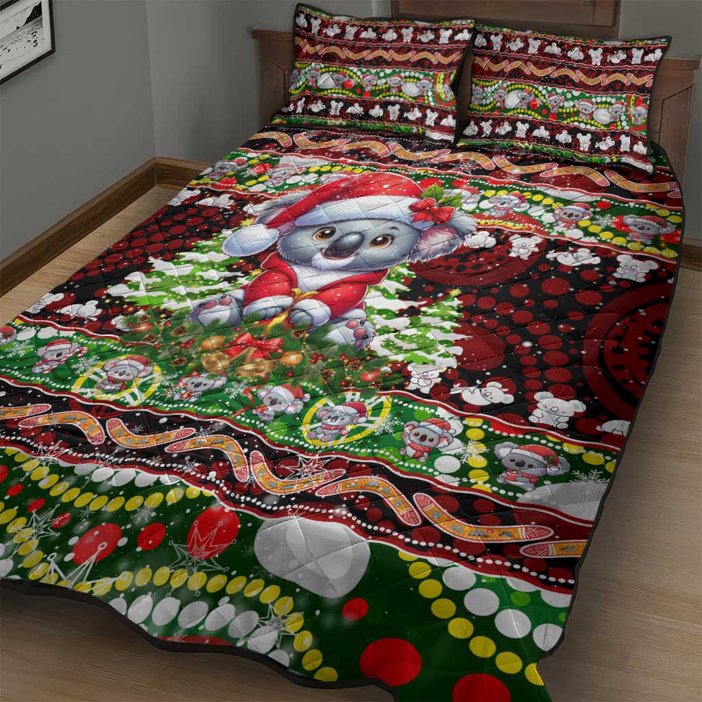 Koala Christmas Quilt Bed Set Australia Aboriginal Cute Santa Koalas - Aussie Hoodie