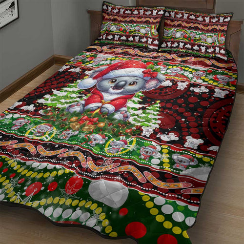 Koala Christmas Quilt Bed Set Australia Aboriginal Cute Santa Koalas - Aussie Hoodie
