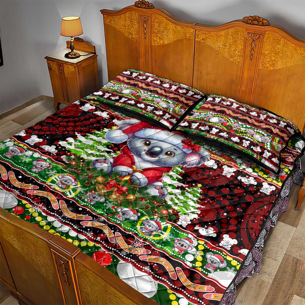 Koala Christmas Quilt Bed Set Australia Aboriginal Cute Santa Koalas - Aussie Hoodie