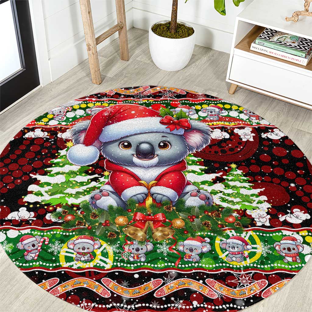 Koala Christmas Round Carpet Australia Aboriginal Cute Santa Koalas - Aussie Hoodie