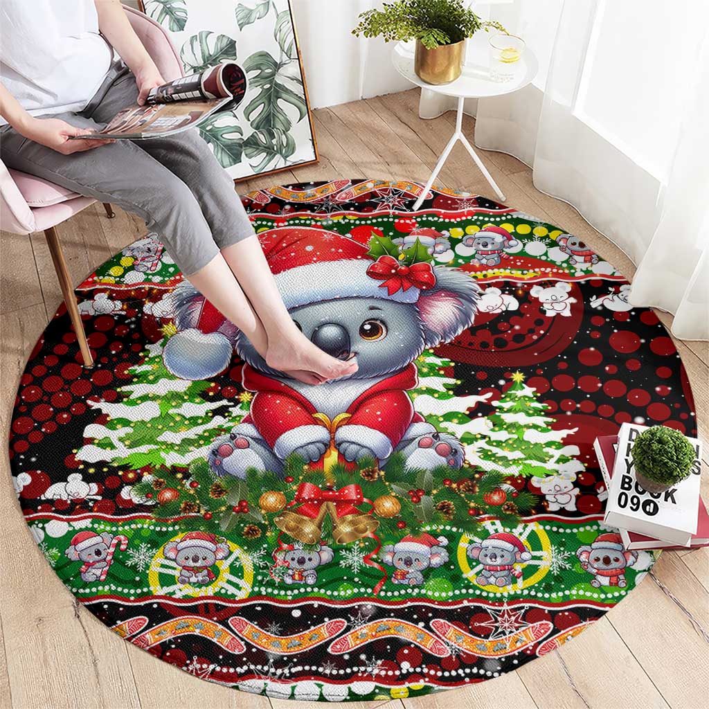 Koala Christmas Round Carpet Australia Aboriginal Cute Santa Koalas - Aussie Hoodie