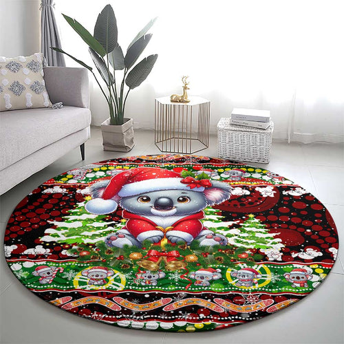Koala Christmas Round Carpet Australia Aboriginal Cute Santa Koalas - Aussie Hoodie