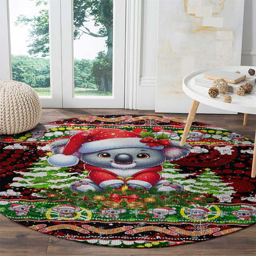 Koala Christmas Round Carpet Australia Aboriginal Cute Santa Koalas - Aussie Hoodie