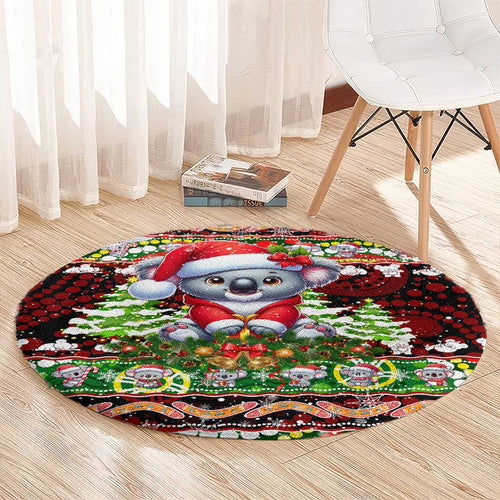 Koala Christmas Round Carpet Australia Aboriginal Cute Santa Koalas - Aussie Hoodie