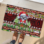 Koala Christmas Rubber Doormat Australia Aboriginal Cute Santa Koalas - Aussie Hoodie