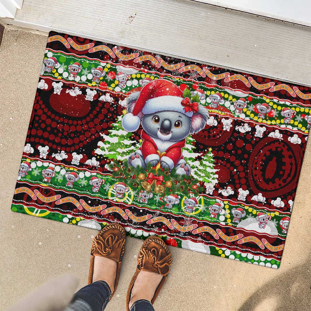 Koala Christmas Rubber Doormat Australia Aboriginal Cute Santa Koalas - Aussie Hoodie