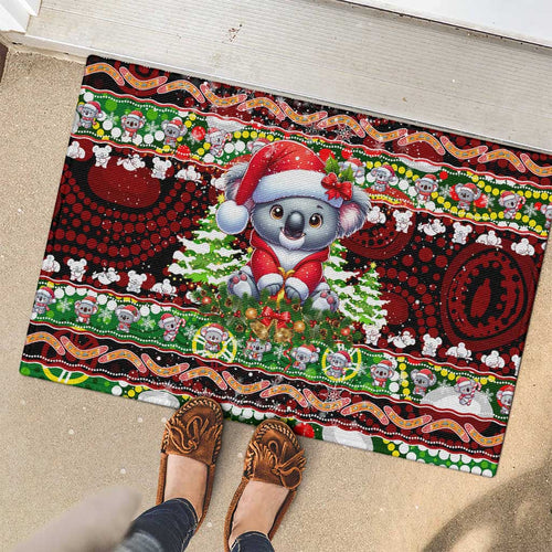 Koala Christmas Rubber Doormat Australia Aboriginal Cute Santa Koalas - Aussie Hoodie