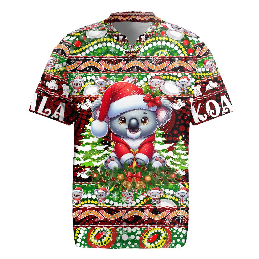 Koala Christmas Rugby Jersey Australia Aboriginal Cute Santa Koalas - Aussie Hoodie