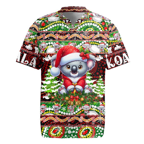 Koala Christmas Rugby Jersey Australia Aboriginal Cute Santa Koalas - Aussie Hoodie