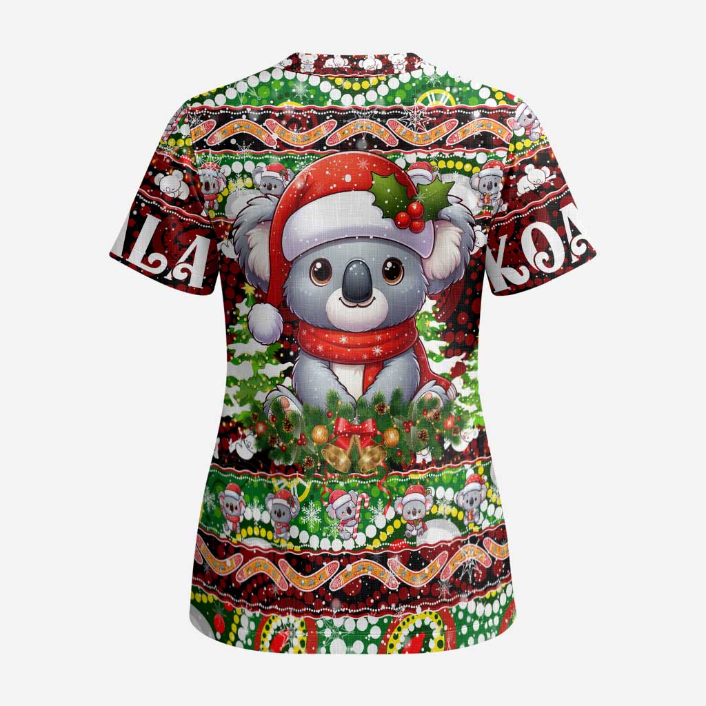 Koala Christmas Scrub Top Australia Aboriginal Cute Santa Koalas - Aussie Hoodie