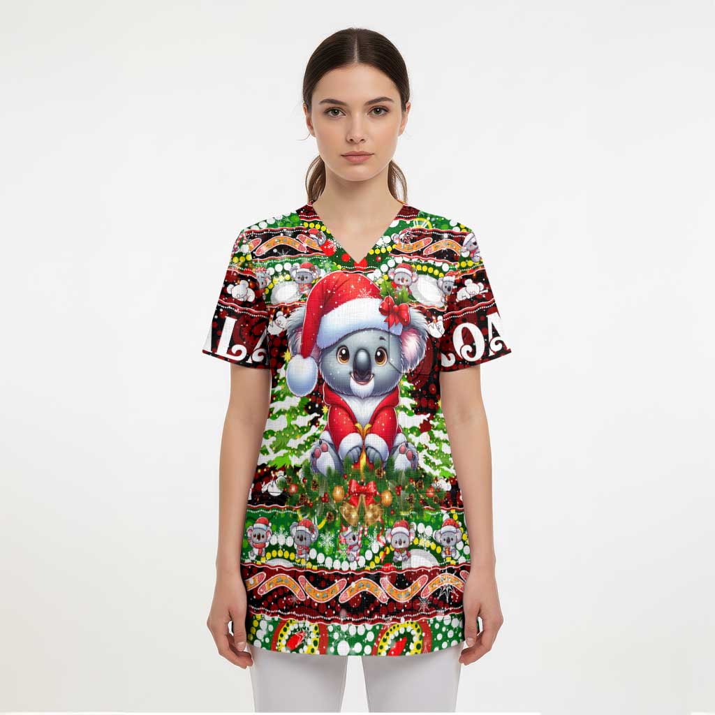 Koala Christmas Scrub Top Australia Aboriginal Cute Santa Koalas - Aussie Hoodie