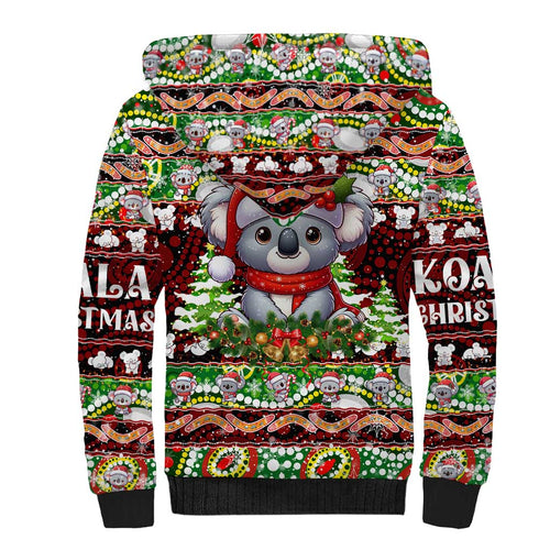 Koala Christmas Sherpa Hoodie Australia Aboriginal Cute Santa Koalas - Aussie Hoodie