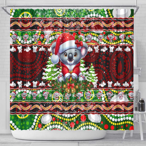 Koala Christmas Shower Curtain Australia Aboriginal Cute Santa Koalas - Aussie Hoodie