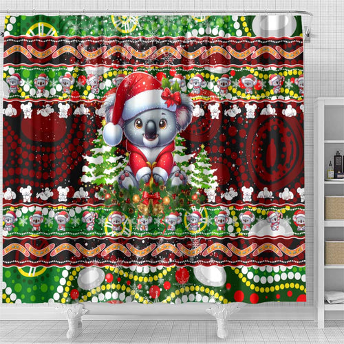 Koala Christmas Shower Curtain Australia Aboriginal Cute Santa Koalas - Aussie Hoodie