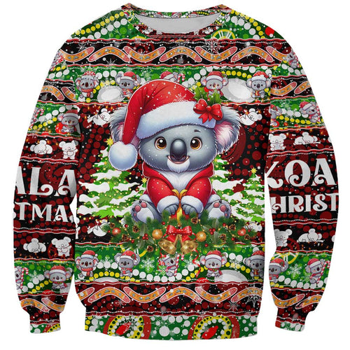 Koala Christmas Sweatshirt Australia Aboriginal Cute Santa Koalas - Aussie Hoodie