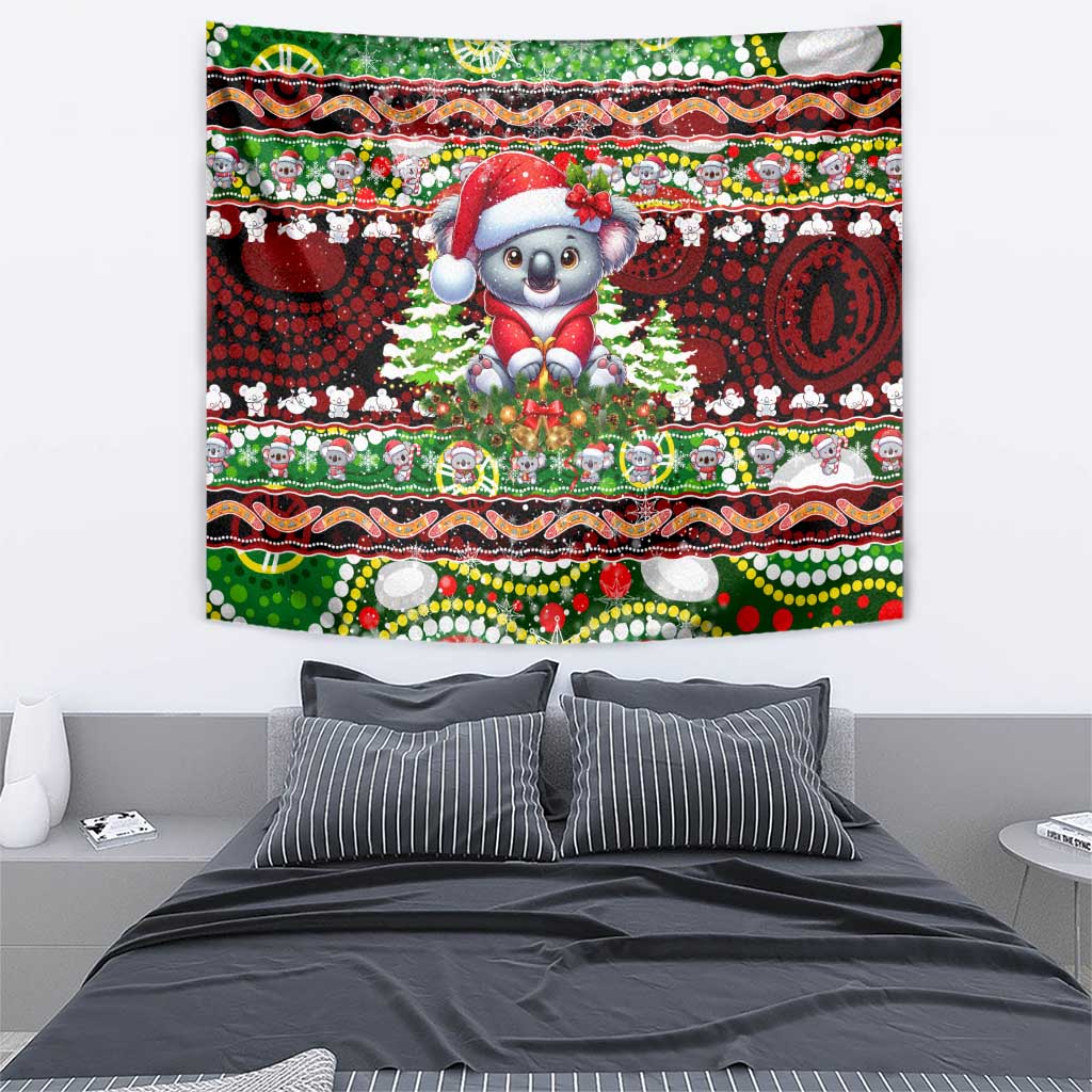 Koala Christmas Tapestry Australia Aboriginal Cute Santa Koalas - Aussie Hoodie