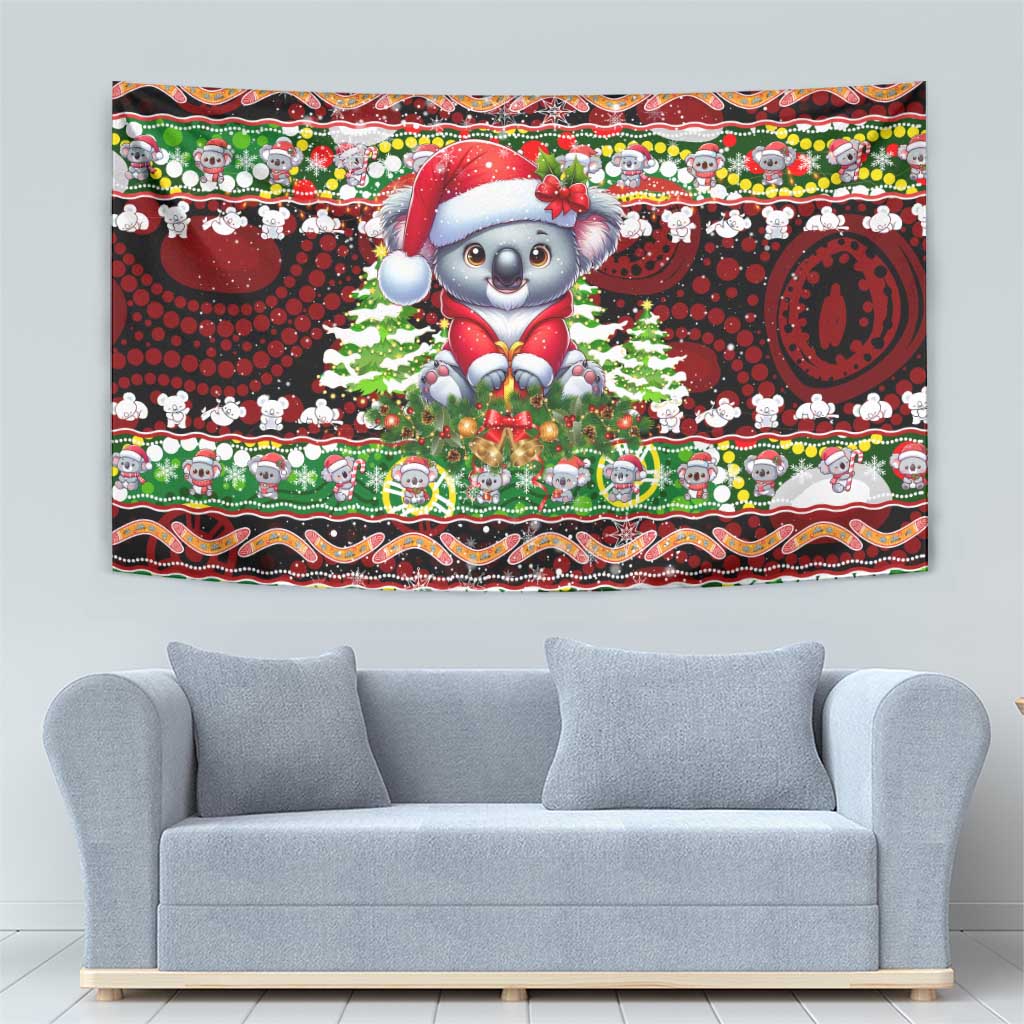 Koala Christmas Tapestry Australia Aboriginal Cute Santa Koalas - Aussie Hoodie