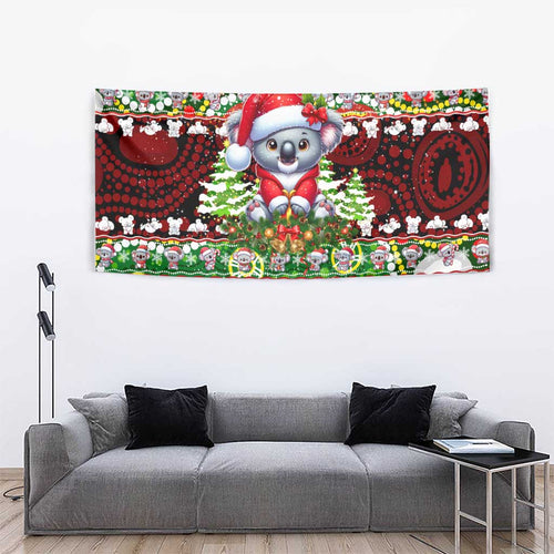 Koala Christmas Tapestry Australia Aboriginal Cute Santa Koalas - Aussie Hoodie