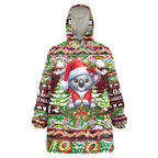 Koala Christmas Wearable Blanket Hoodie Australia Aboriginal Cute Santa Koalas - Aussie Hoodie