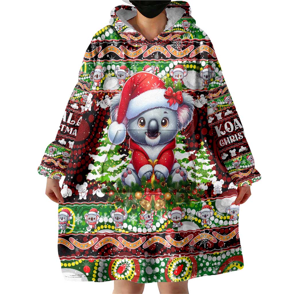 Koala Christmas Wearable Blanket Hoodie Australia Aboriginal Cute Santa Koalas - Aussie Hoodie
