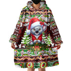 Koala Christmas Wearable Blanket Hoodie Australia Aboriginal Cute Santa Koalas - Aussie Hoodie