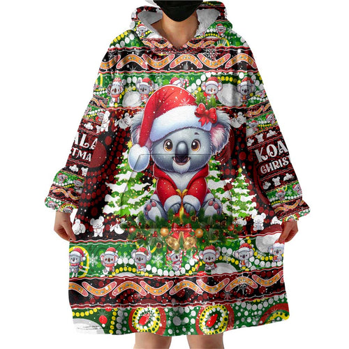 Koala Christmas Wearable Blanket Hoodie Australia Aboriginal Cute Santa Koalas - Aussie Hoodie