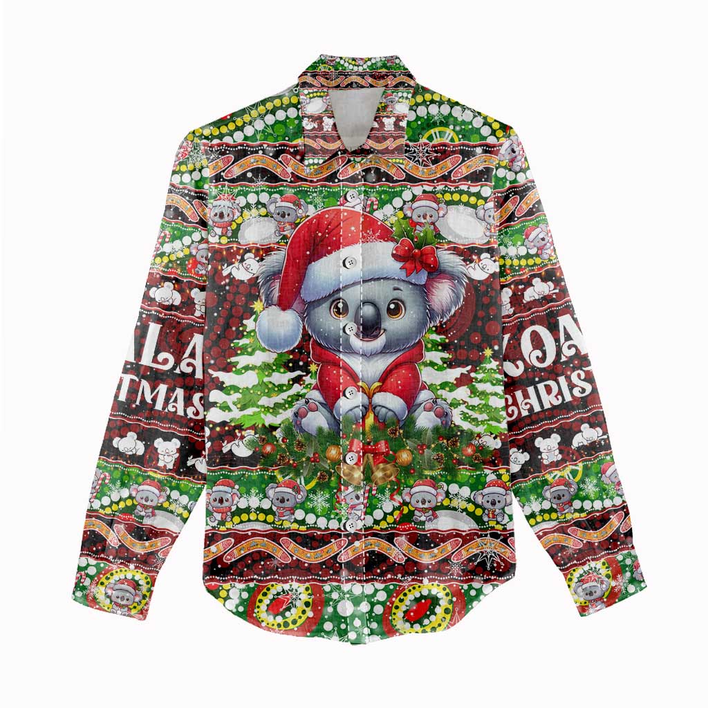 Koala Christmas Women Casual Shirt Australia Aboriginal Cute Santa Koalas - Aussie Hoodie