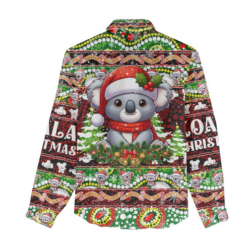 Koala Christmas Women Casual Shirt Australia Aboriginal Cute Santa Koalas - Aussie Hoodie
