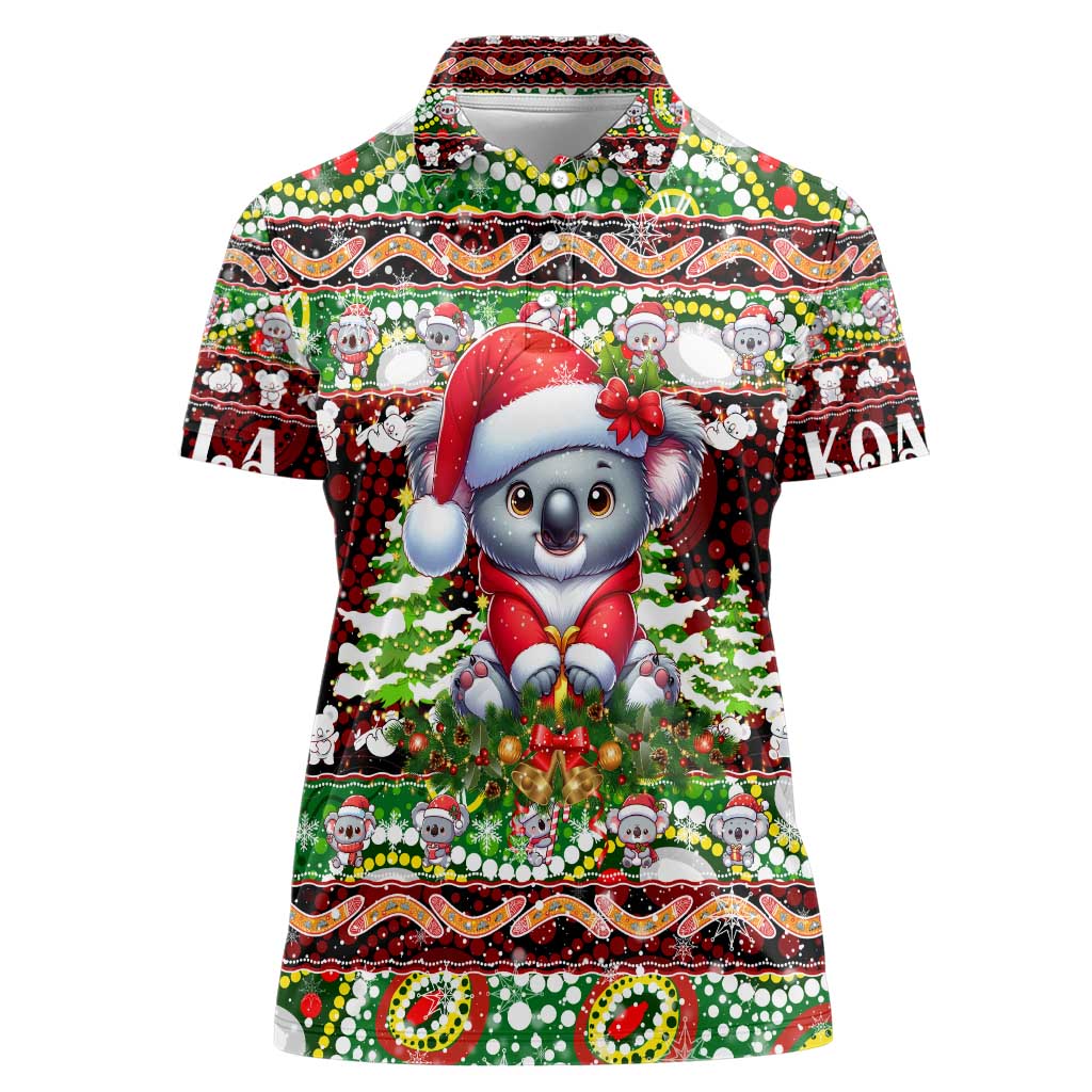 Koala Christmas Women Polo Shirt Australia Aboriginal Cute Santa Koalas - Aussie Hoodie