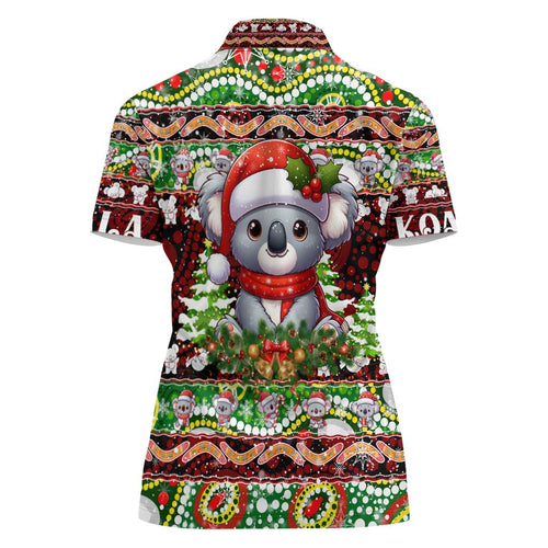 Koala Christmas Women Polo Shirt Australia Aboriginal Cute Santa Koalas - Aussie Hoodie