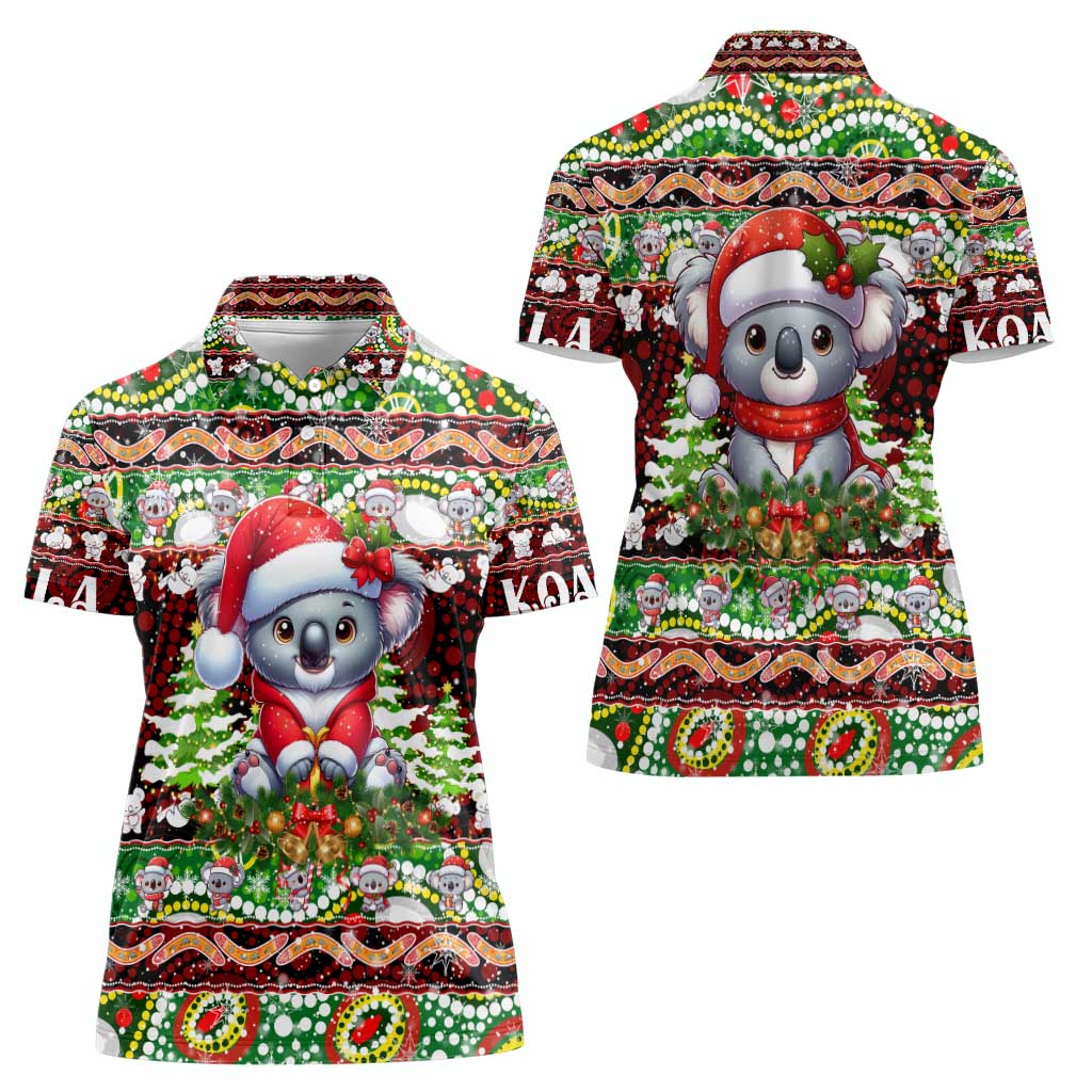 Koala Christmas Women Polo Shirt Australia Aboriginal Cute Santa Koalas - Aussie Hoodie