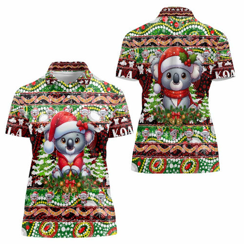Koala Christmas Women Polo Shirt Australia Aboriginal Cute Santa Koalas - Aussie Hoodie