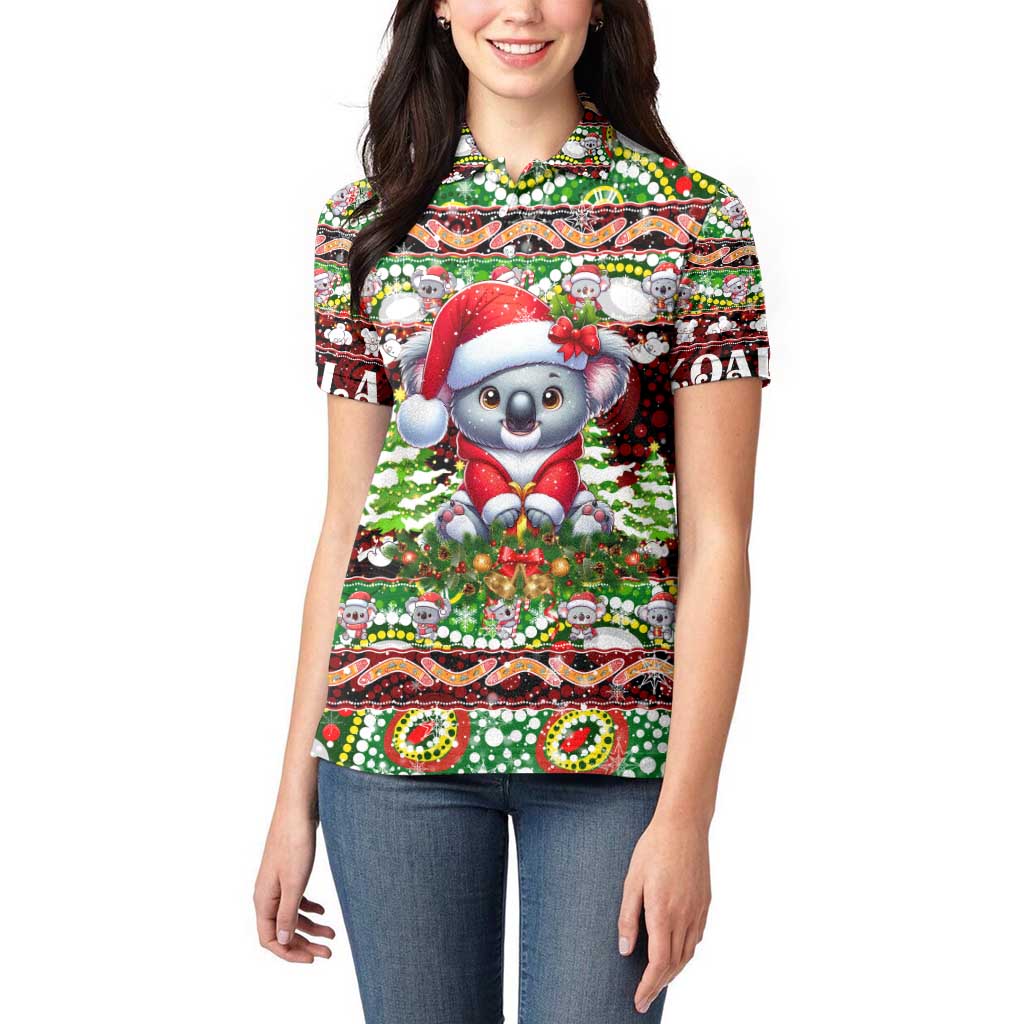 Koala Christmas Women Polo Shirt Australia Aboriginal Cute Santa Koalas - Aussie Hoodie