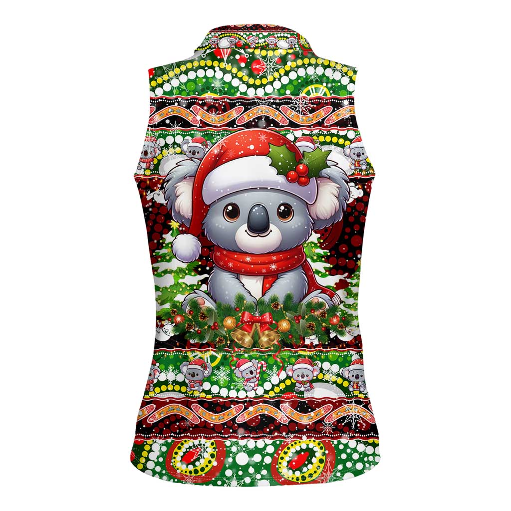 Koala Christmas Women Sleeveless Polo Shirt Australia Aboriginal Cute Santa Koalas - Aussie Hoodie