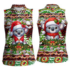 Koala Christmas Women Sleeveless Polo Shirt Australia Aboriginal Cute Santa Koalas - Aussie Hoodie