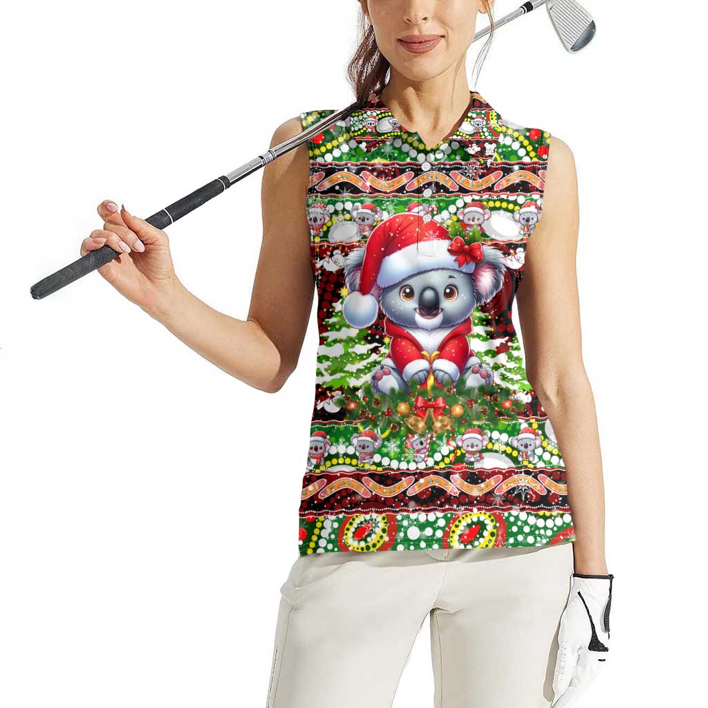 Koala Christmas Women Sleeveless Polo Shirt Australia Aboriginal Cute Santa Koalas - Aussie Hoodie