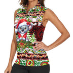 Koala Christmas Women Sleeveless Polo Shirt Australia Aboriginal Cute Santa Koalas - Aussie Hoodie